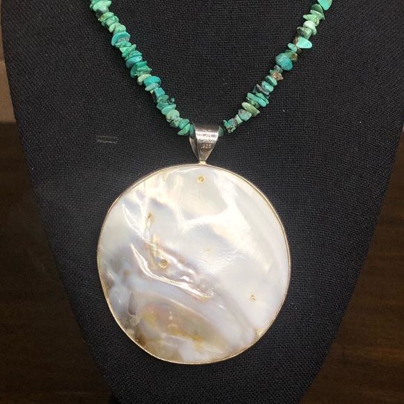 JAY KING Desert Rose Turquoise Chip Mother Of Pearl Sterling Silver Necklace - Picture 3 of 11